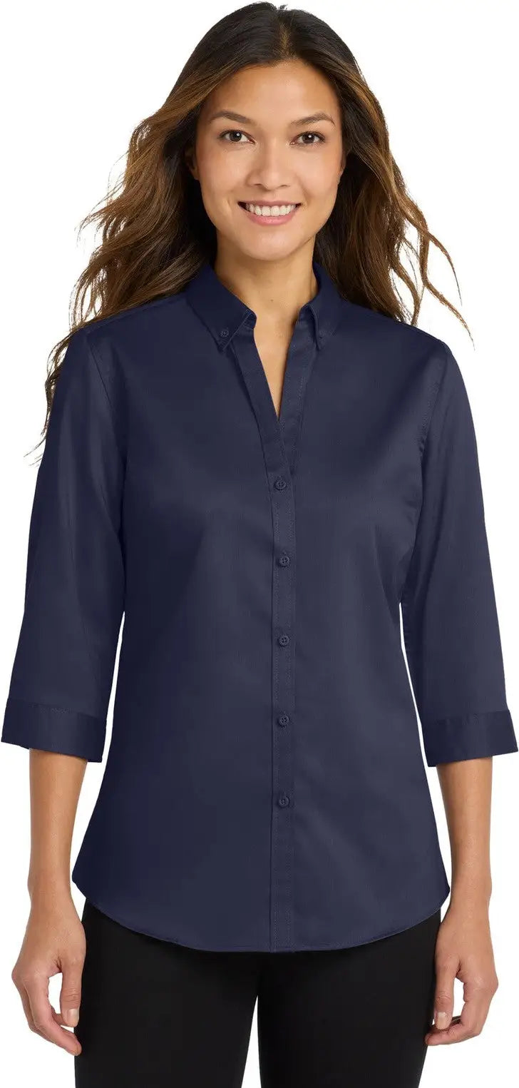Port Authority L665 Women’s 3/4-sleeve Superpro Twill Shirt - True Navy