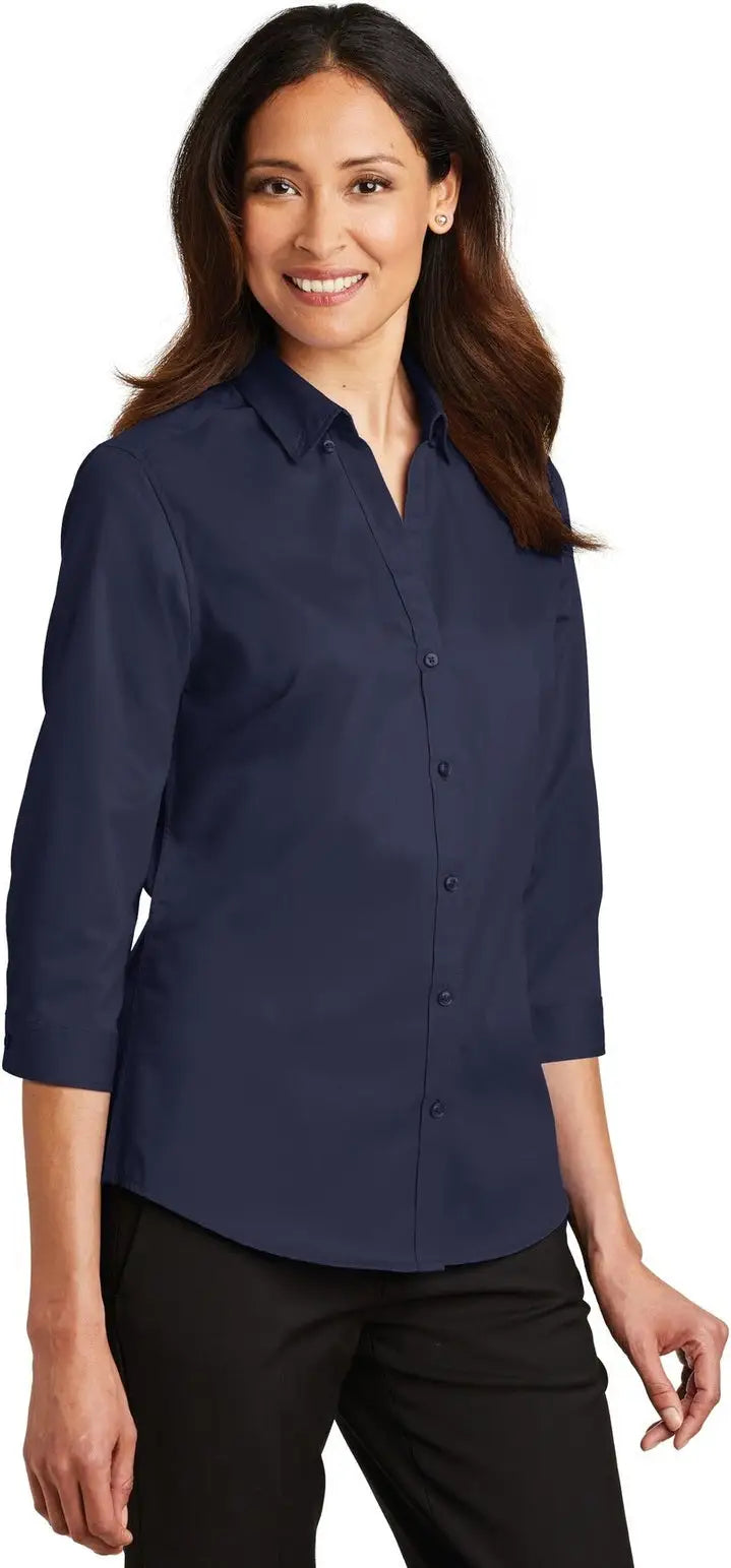 Port Authority L665 Women’s 3/4-sleeve Superpro Twill Shirt - True Navy