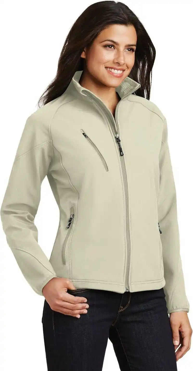 Port Authority L705 Ladies Textured Soft Shell Jacket - Stone