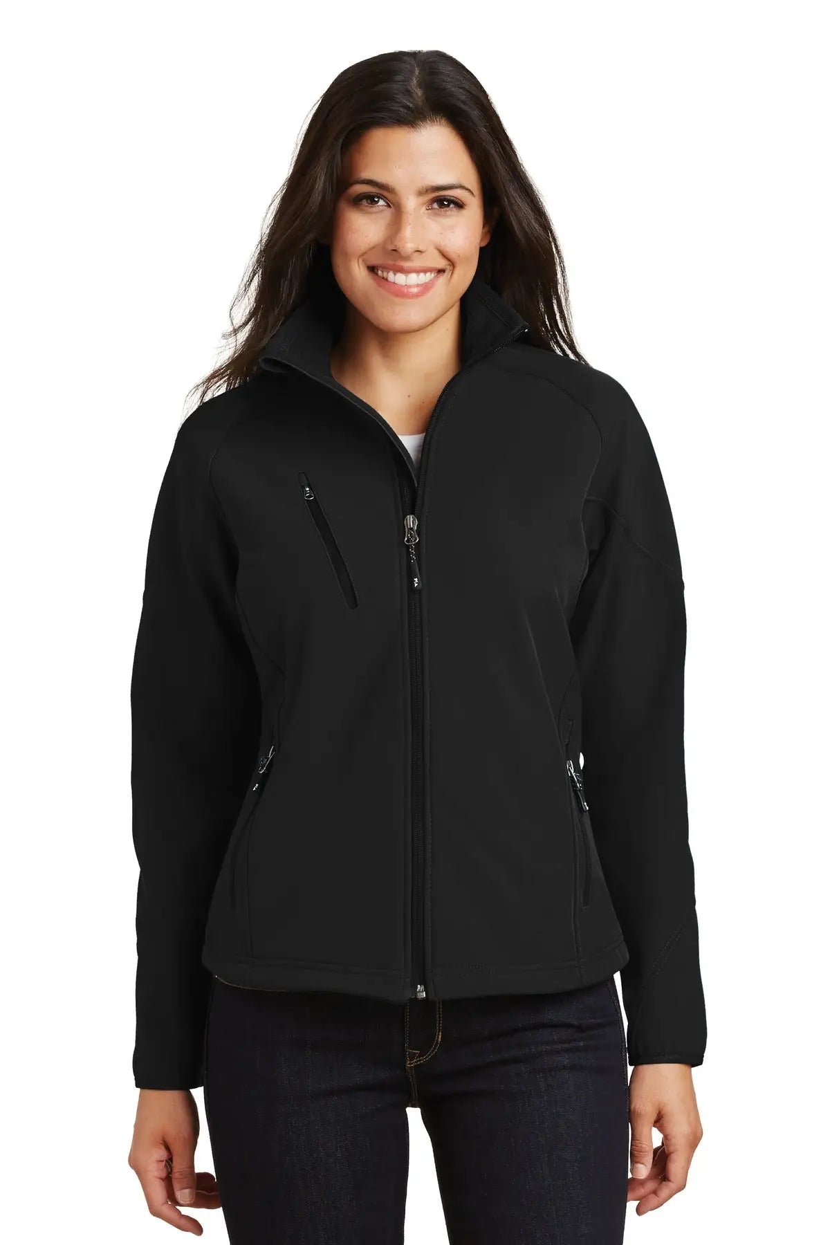 Port Authority L705 Women’s Textured Soft Shell Jacket - Black - Ladies Xs