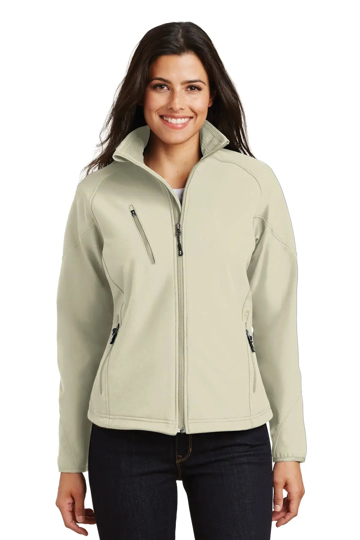 Port Authority L705 Women’s Textured Soft Shell Jacket - Stone - Ladies Xs
