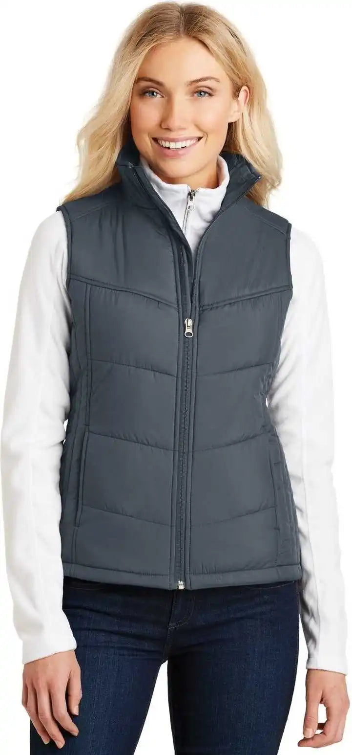 Port Authority L709 Ladies Puffy Vest - Dark Slate Black