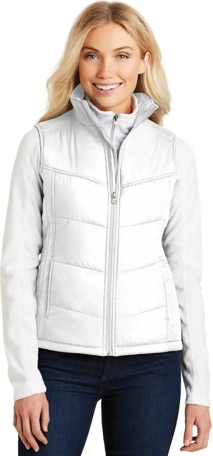 Port Authority L709 Ladies Puffy Vest - White Dark Slate