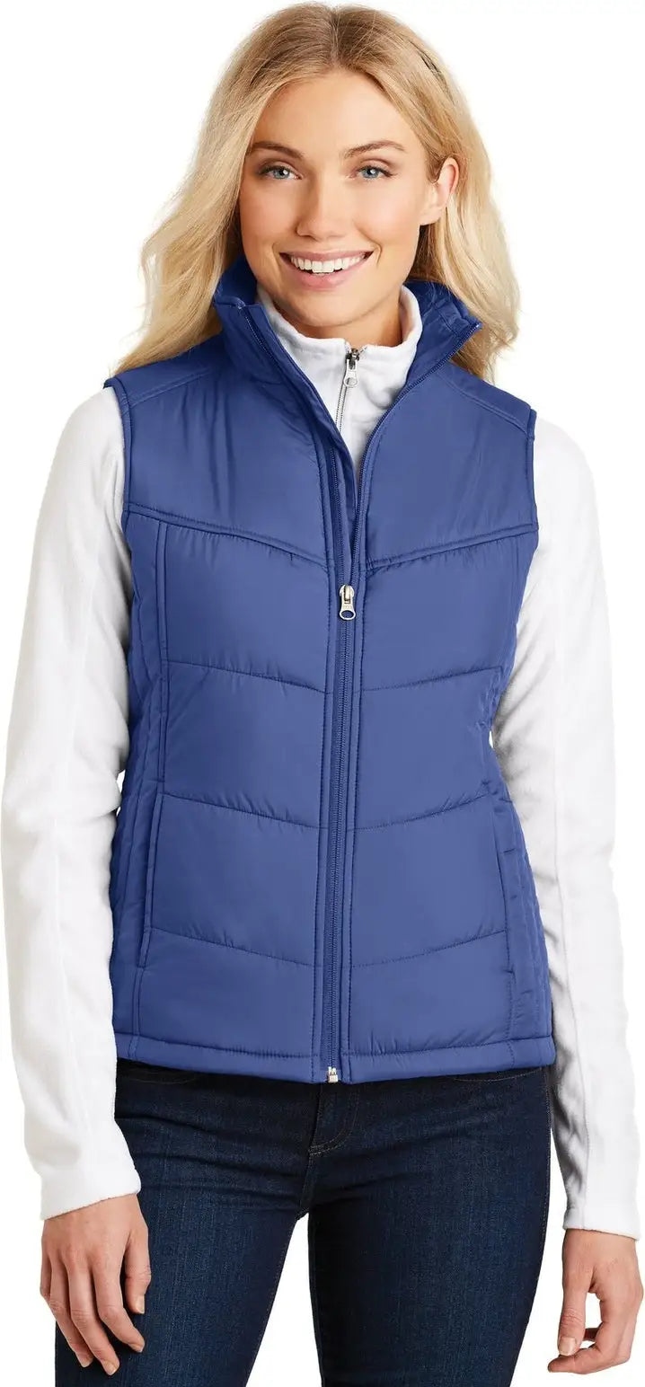 Port Authority L709 Women’s Puffy Vest - Mediterranean Blue Black - Blue/ / Ladies Xs