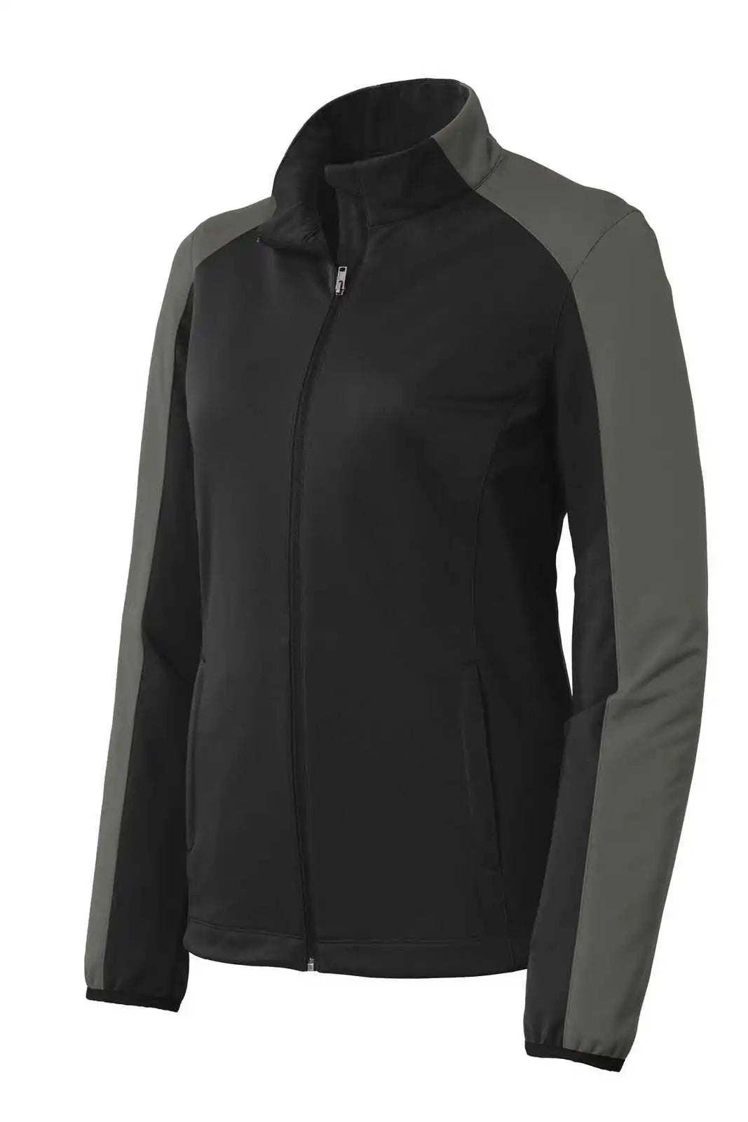 Port Authority L718 Ladies Active Colorblock Soft Shell Jacket - Deep Black Gray Steel