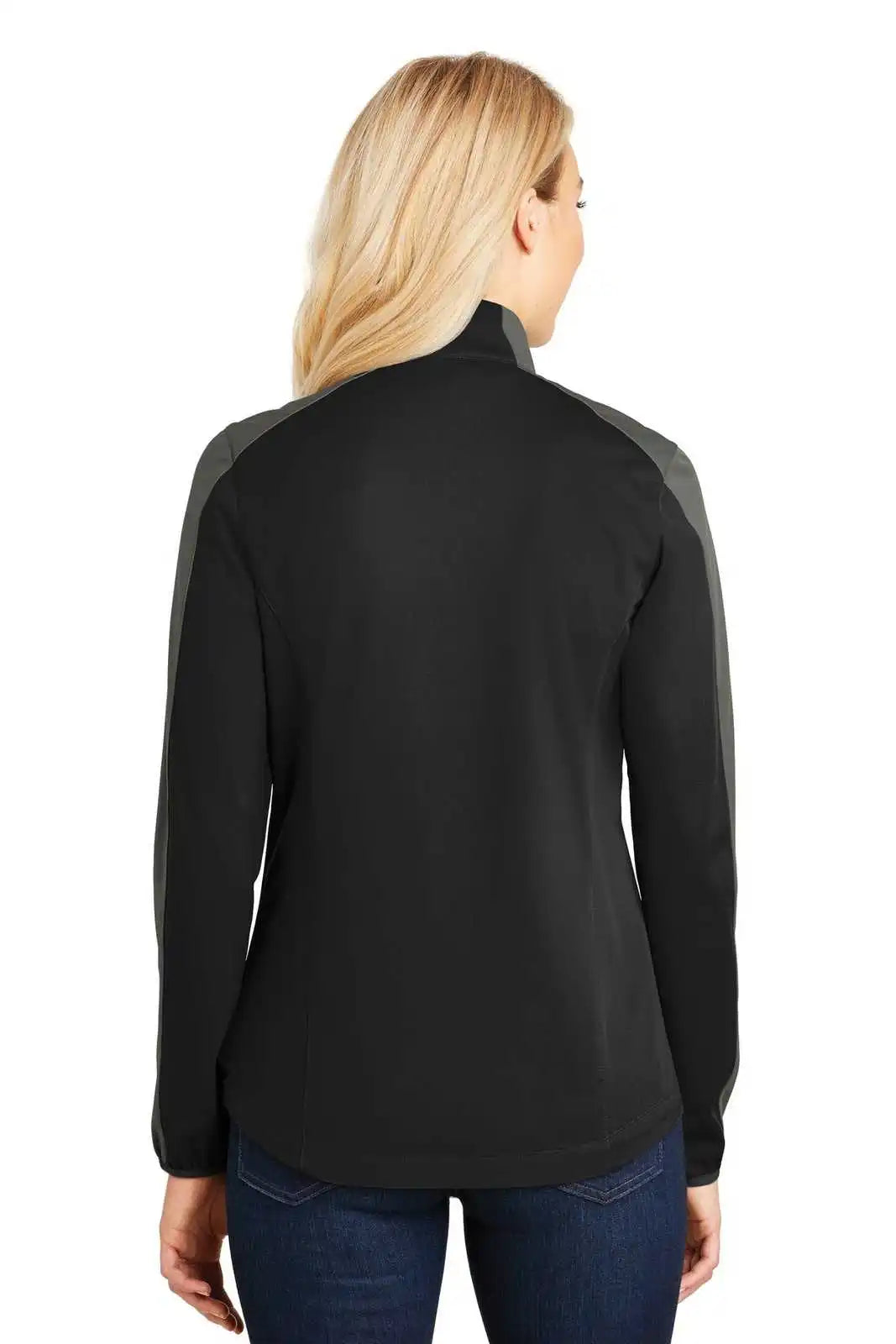Port Authority L718 Ladies Active Colorblock Soft Shell Jacket - Deep Black Gray Steel