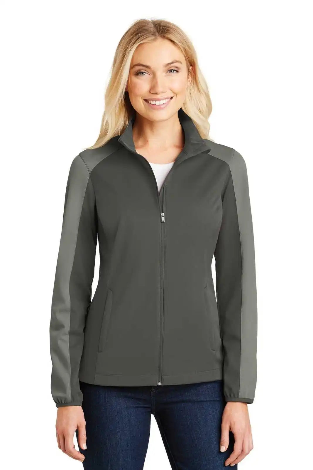 Port Authority L718 Ladies Active Colorblock Soft Shell Jacket - Gray Steel Rogue