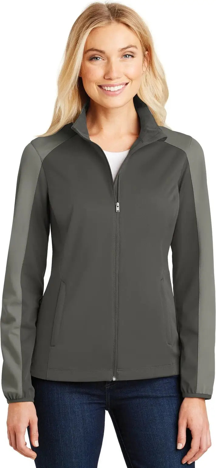 Port Authority L718 Women’s Active Colorblock Soft Shell Jacket - Gray Steel Rogue