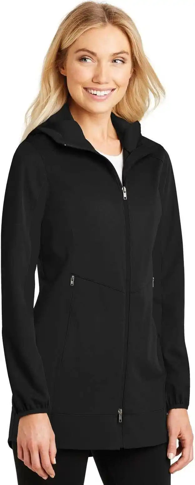 Port Authority L719 Ladies Active Hooded Soft Shell Jacket Deep Black