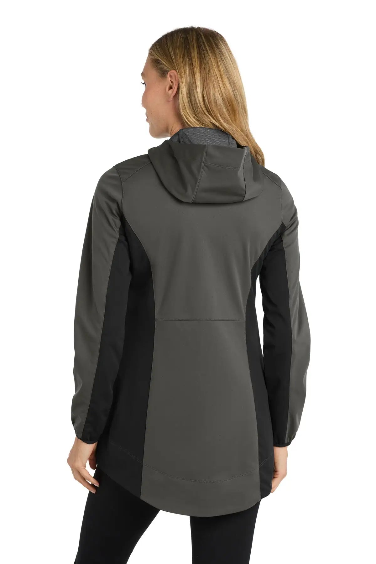 Port Authority L719 Women’s Active Hooded Soft Shell Jacket - Gray Steel Deep Black