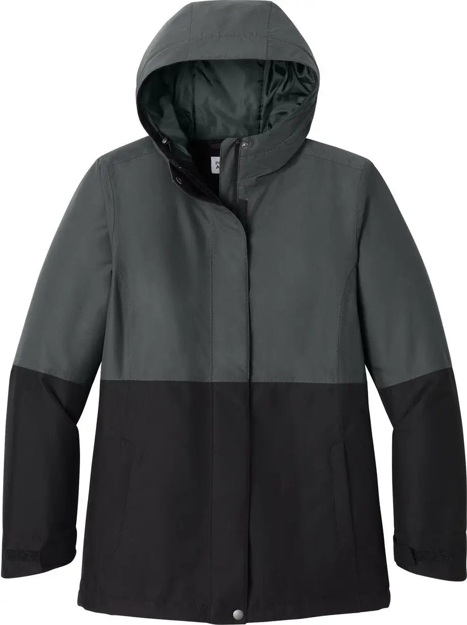 Port Authority L721 Women’s Insulated Heavy Ripstop Jacket - Gray Steel Deep Black