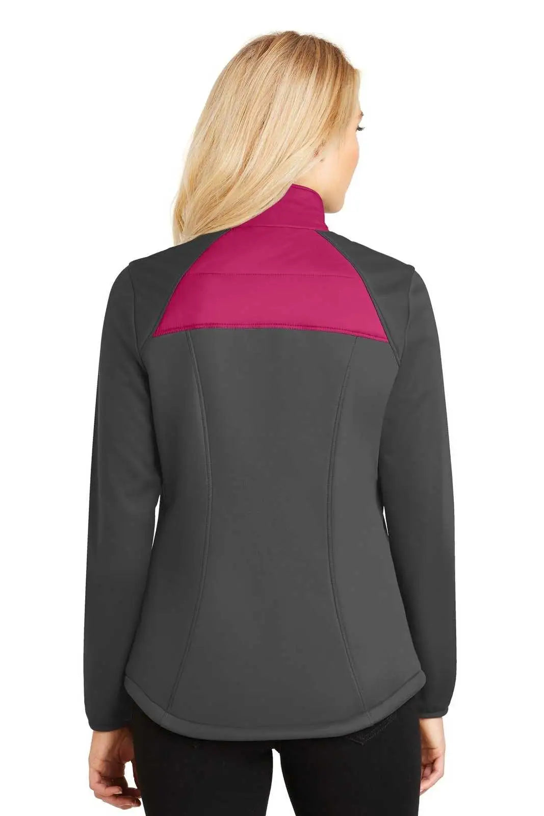 Port Authority L787 Ladies Hybrid Soft Shell Jacket - Pink Azalea Gray Steel