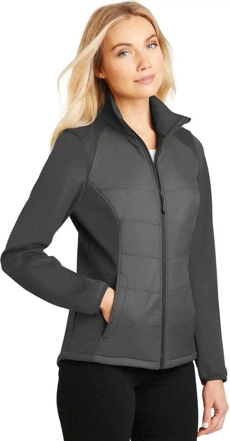 Port Authority L787 Ladies Hybrid Soft Shell Jacket - Smoke Gray Steel