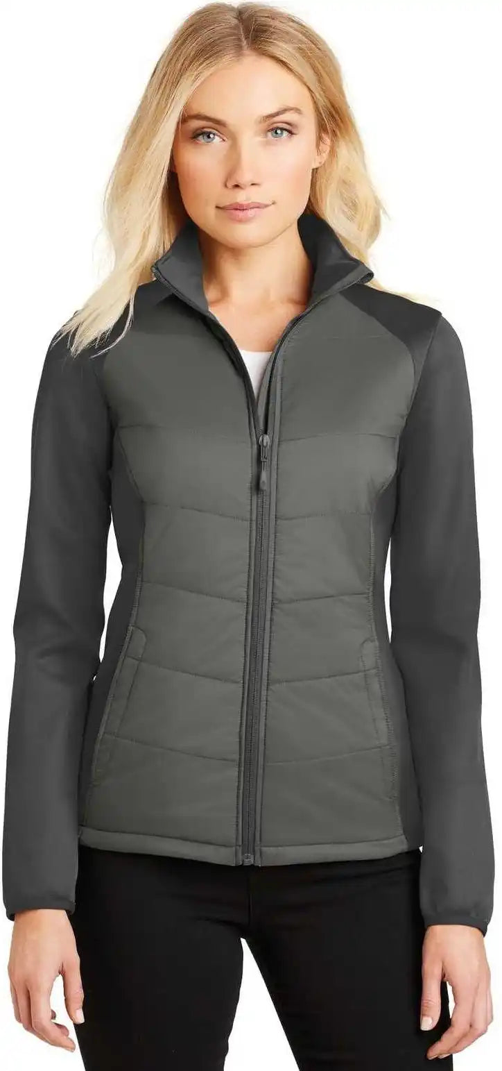 Port Authority L787 Ladies Hybrid Soft Shell Jacket - Smoke Gray Steel