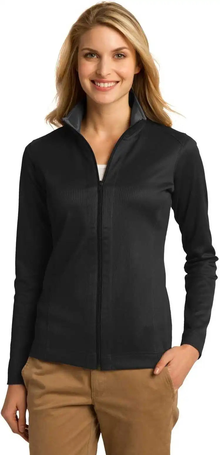 Port Authority L805 Ladies Vertical Texture Full Zip Jacket Black Iron Gray