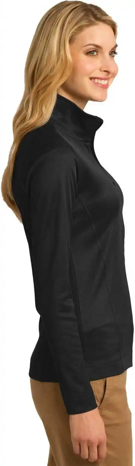 Port Authority L805 Ladies Vertical Texture Full Zip Jacket Black Iron Gray