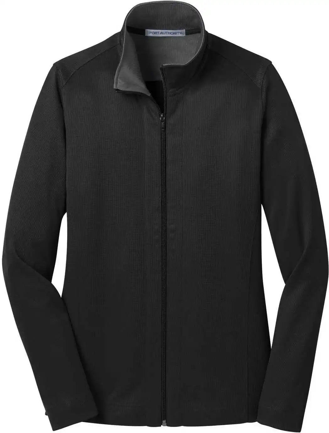 Port Authority L805 Ladies Vertical Texture Full Zip Jacket Black Iron Gray