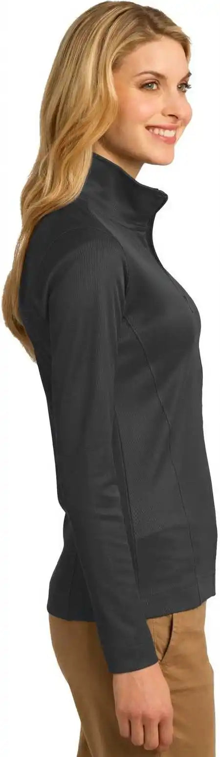 Port Authority L805 Ladies Vertical Texture Full Zip Jacket Iron Gray Black