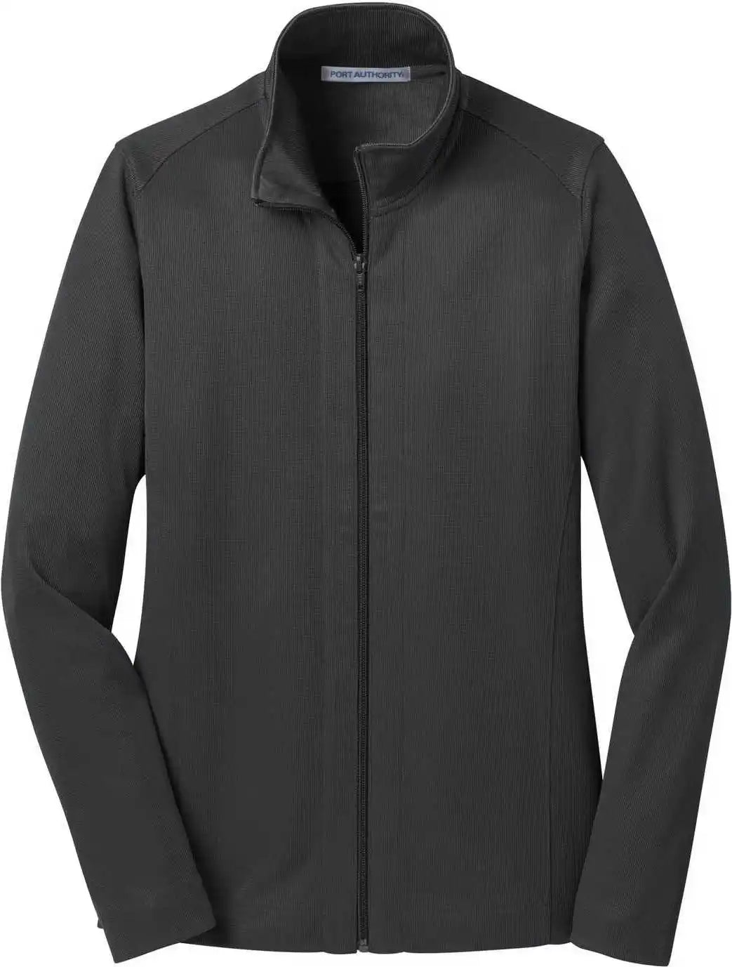 Port Authority L805 Ladies Vertical Texture Full Zip Jacket Iron Gray Black