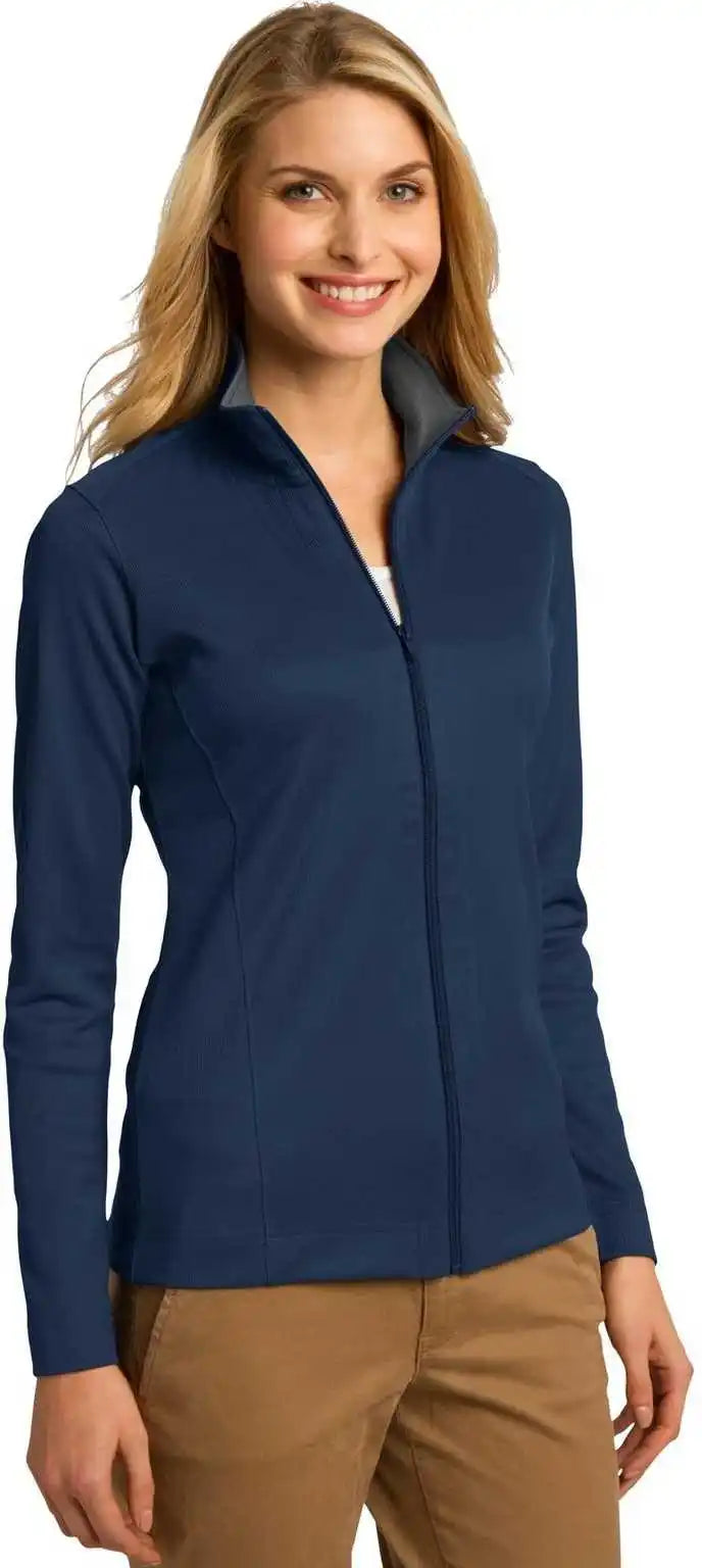 Port Authority L805 Ladies Vertical Texture Full-zip Jacket - Regatta Blue Iron Gray