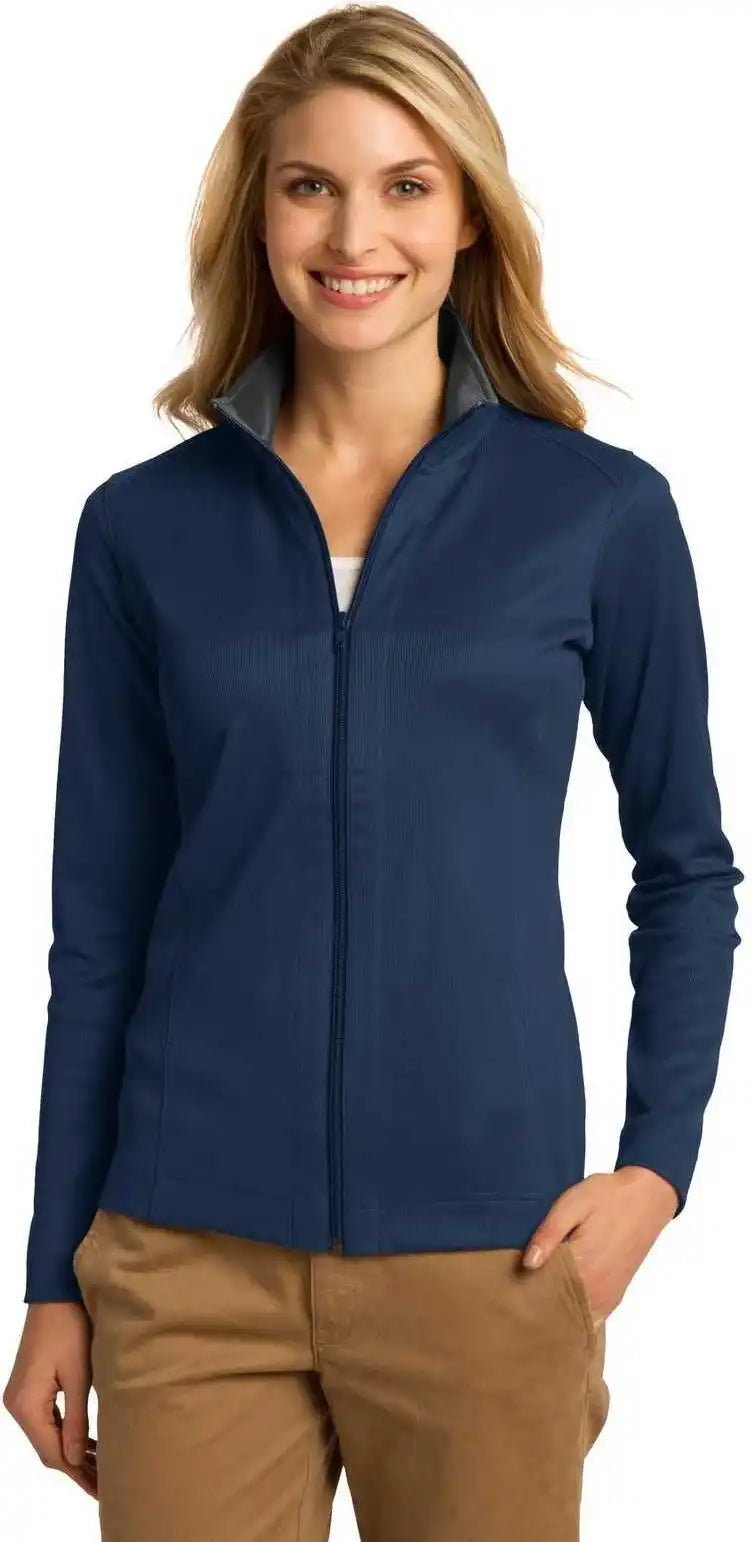 Port Authority L805 Ladies Vertical Texture Full-zip Jacket - Regatta Blue Iron Gray
