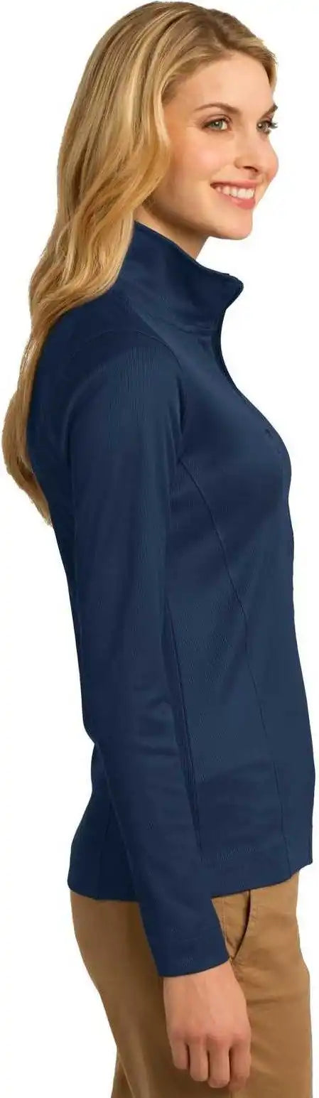 Port Authority L805 Ladies Vertical Texture Full-zip Jacket - Regatta Blue Iron Gray