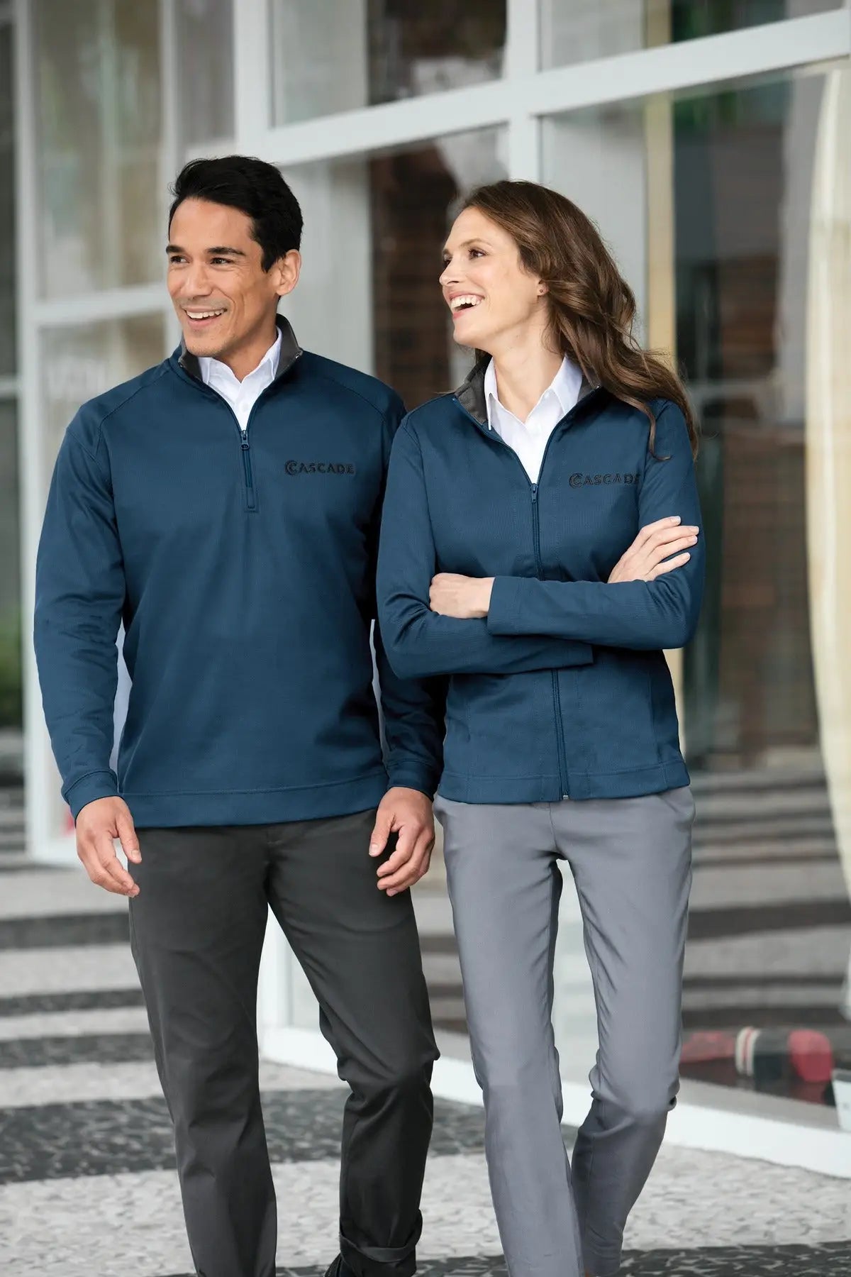 Port Authority L805 Women’s Vertical Texture Full-zip Jacket - Black Iron Gray