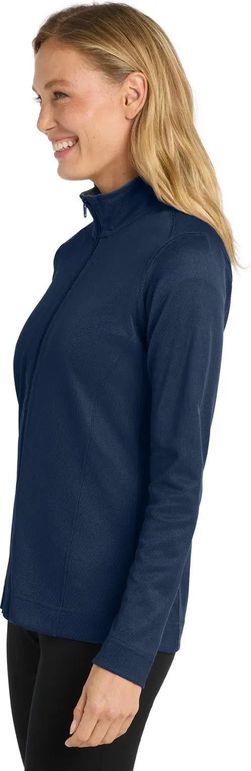 Port Authority L805 Women’s Vertical Texture Full-zip Jacket - True Navy Iron Gray