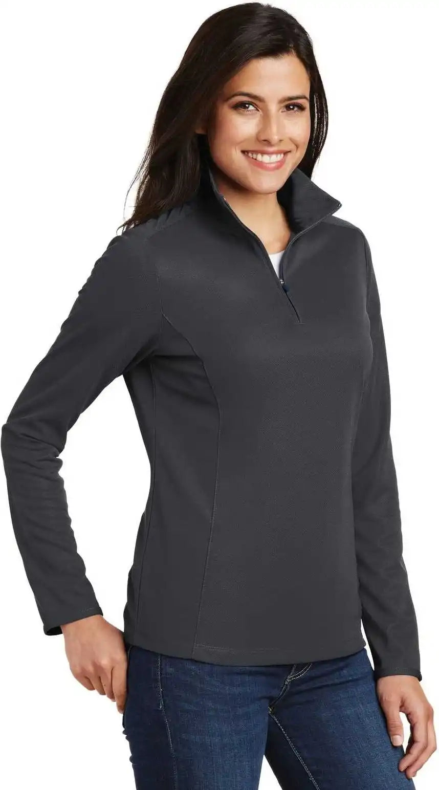 Port Authority L806 Ladies Pinpoint Mesh 1/2 Zip Battleship Gray