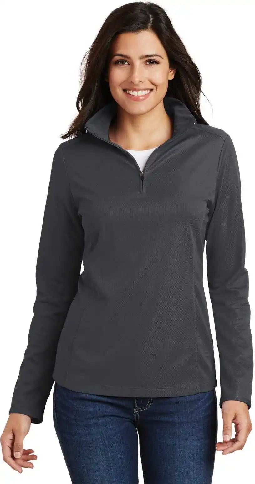 Port Authority L806 Ladies Pinpoint Mesh 1/2 Zip Battleship Gray