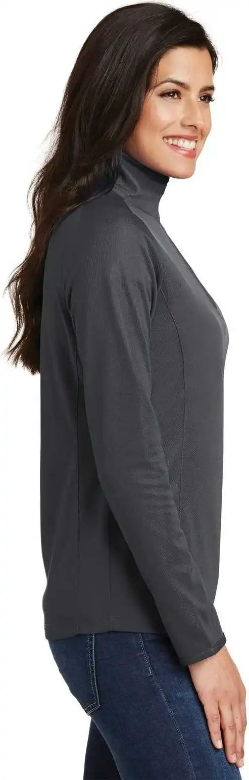 Port Authority L806 Ladies Pinpoint Mesh 1/2 Zip Battleship Gray