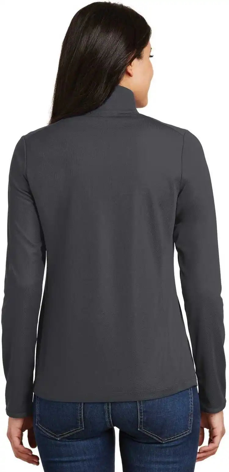 Port Authority L806 Ladies Pinpoint Mesh 1/2 Zip Battleship Gray