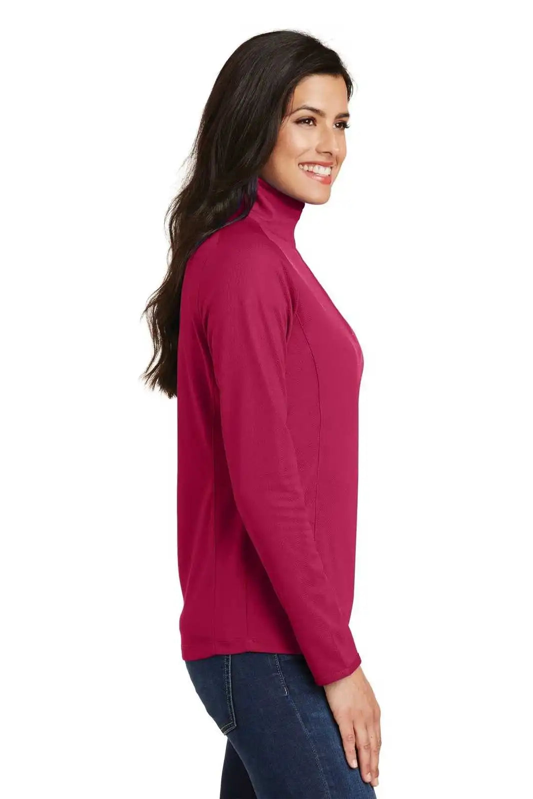 Port Authority L806 Ladies Pinpoint Mesh 1/2-zip - Dark Fuchsia
