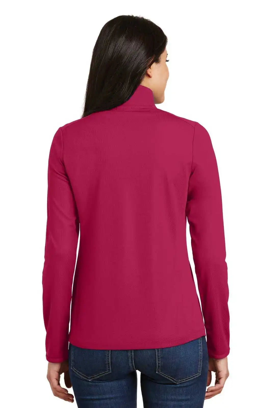 Port Authority L806 Ladies Pinpoint Mesh 1/2-zip - Dark Fuchsia