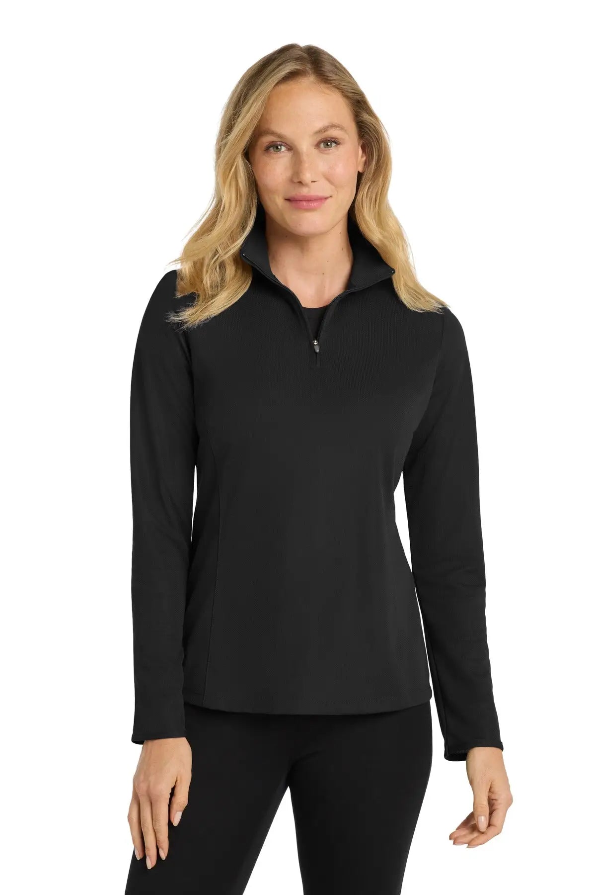 Port Authority L806 Women’s Pinpoint Mesh 1/2-zip - Black
