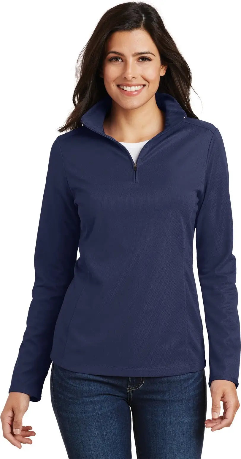 Port Authority L806 Women’s Pinpoint Mesh 1/2-zip - True Navy - Ladies Xs