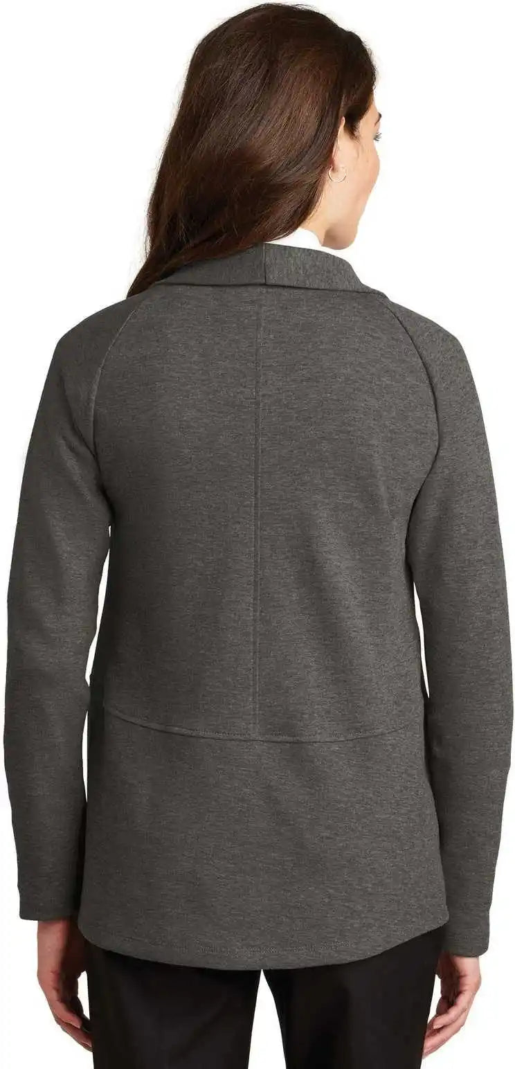 Port Authority L807 Ladies Interlock Cardigan - Charcoal Heather Medium Gray
