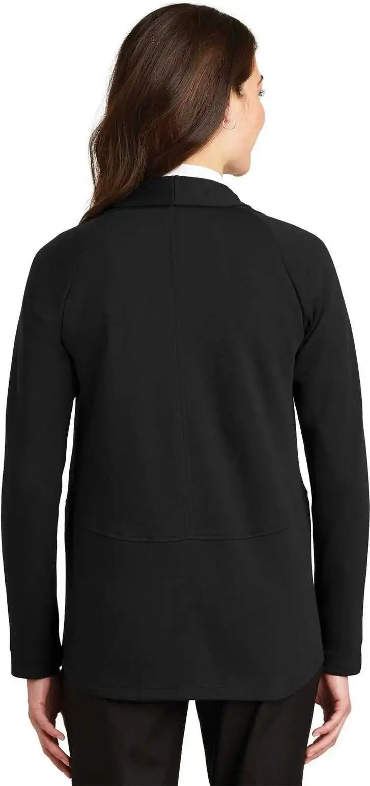 Port Authority L807 Ladies Interlock Cardigan - Deep Black Charcoal Heather