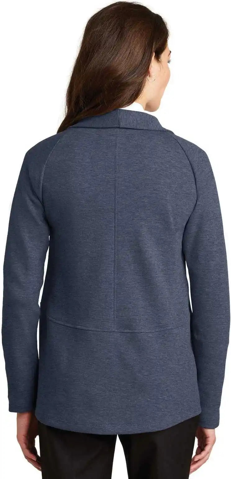 Port Authority L807 Ladies Interlock Cardigan Estate Blue Heather Charcoal