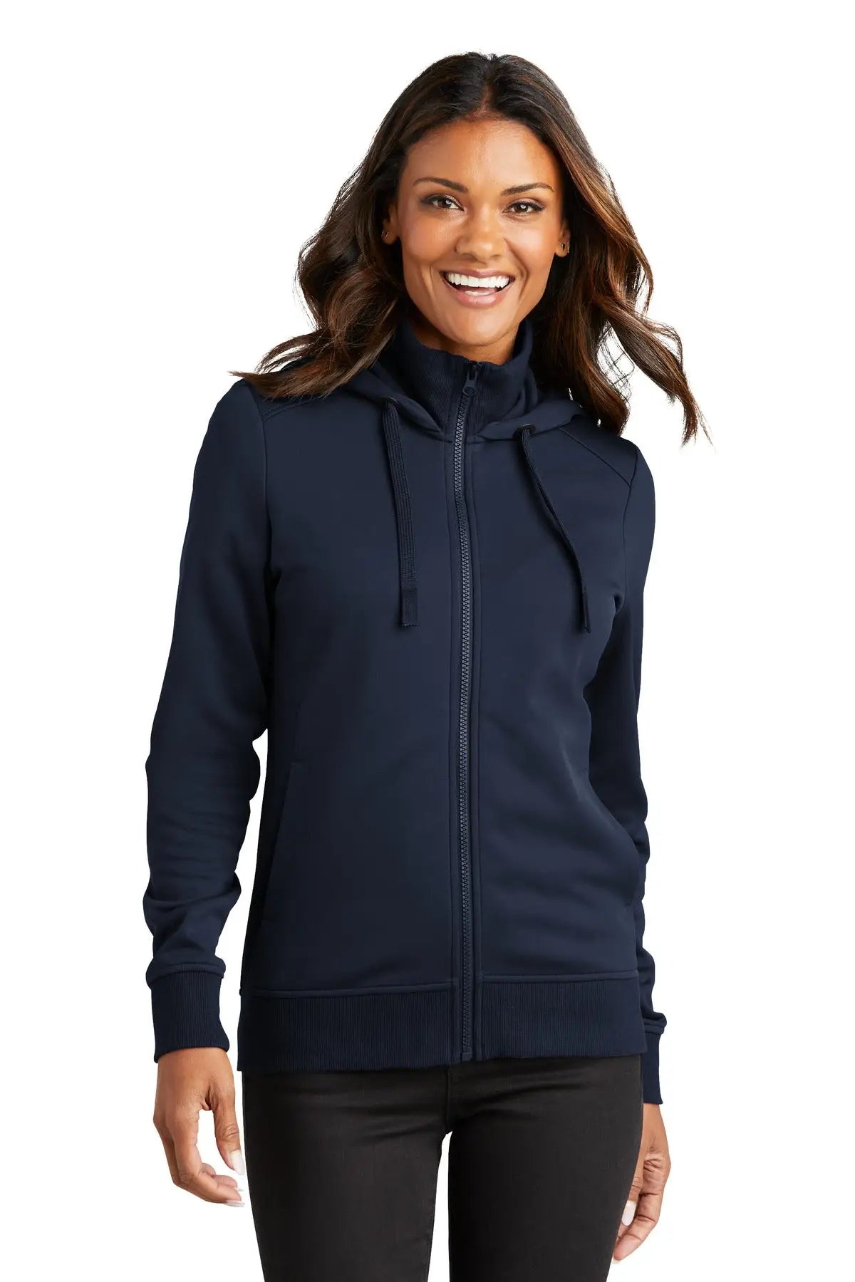 Port Authority L814 Women’s Smooth Fleece Hooded Jacket - River Blue Navy - Ladies Xs