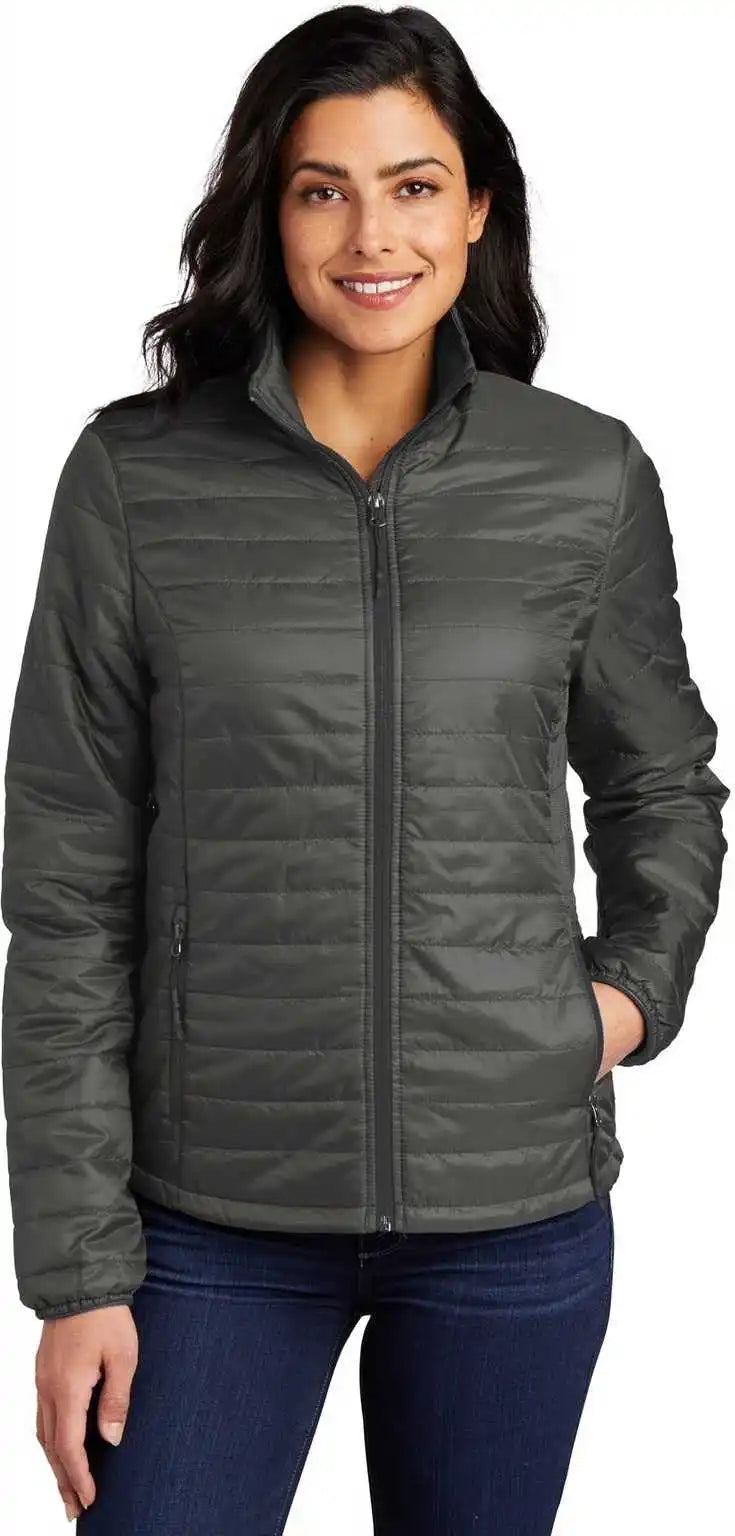 Port Authority L850 Authorityladies Packable Puffy Jacket Sterling Gray Graphite