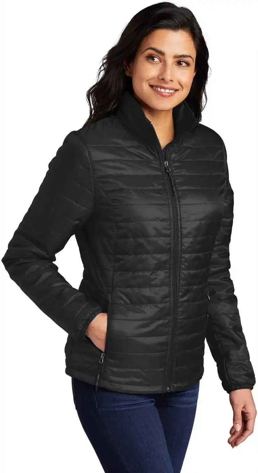 Port Authority L850 Ladies Packable Puffy Jacket Deep Black