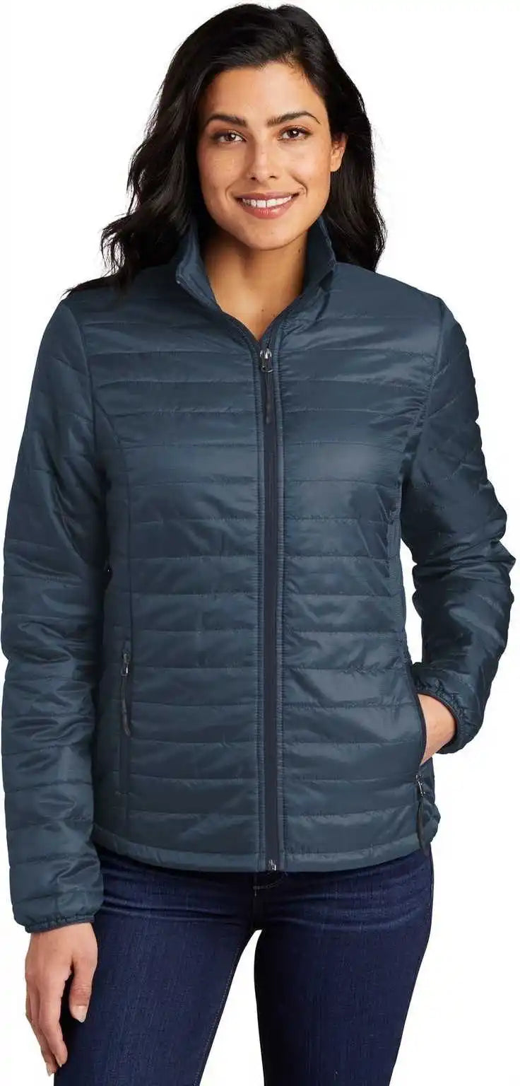 Port Authority L850 Ladies Packable Puffy Jacket Regatta Blue River Navy