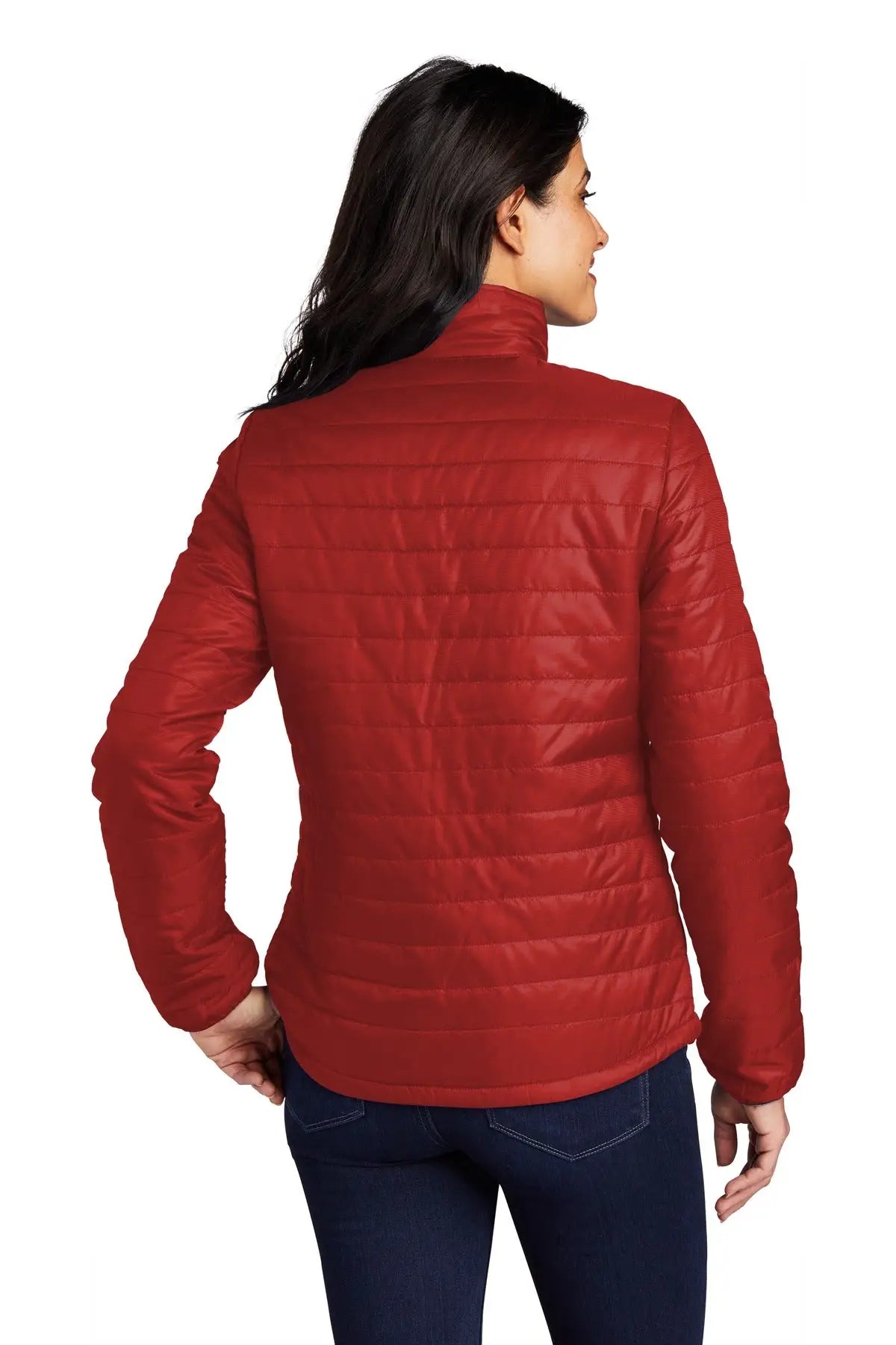 Port Authority L850 Women’s Packable Puffy Jacket - Fire Red Graphite