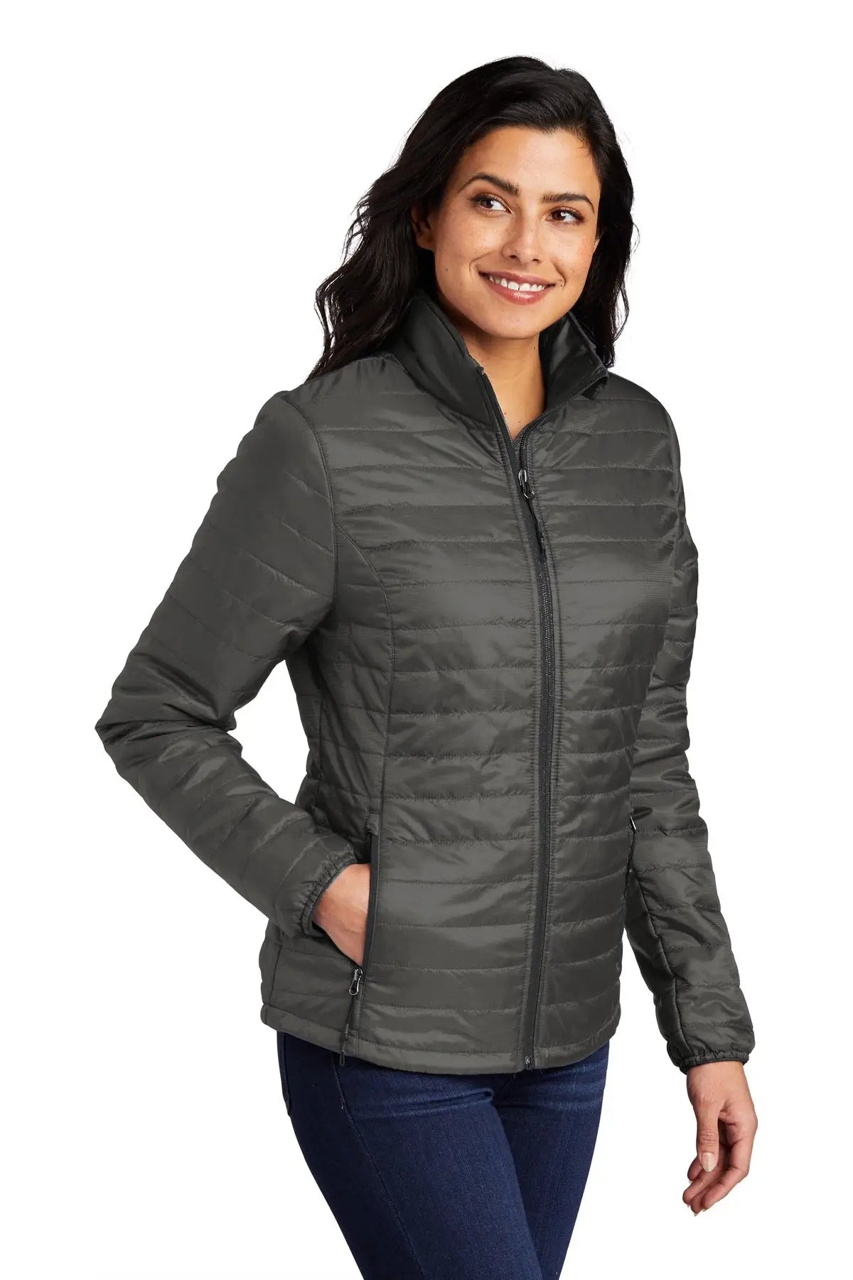 Port Authority L850 Women’s Packable Puffy Jacket - Sterling Gray Graphite