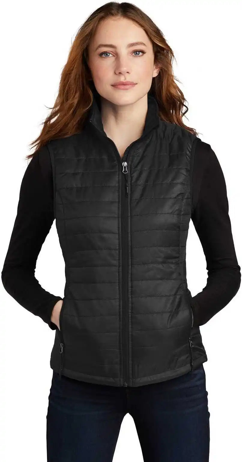 Port Authority L851 Ladies Packable Puffy Vest - Deep Black