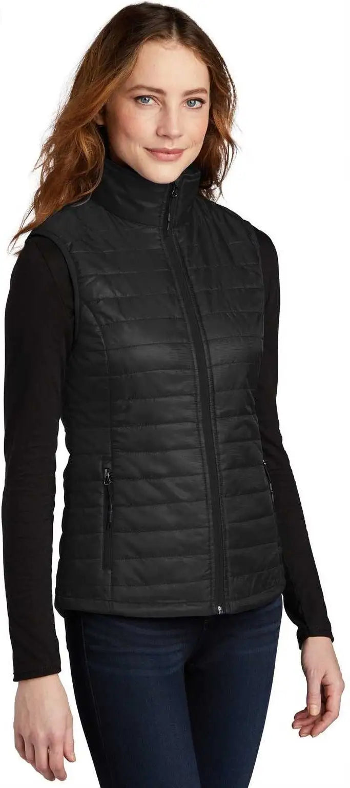 Port Authority L851 Ladies Packable Puffy Vest - Deep Black