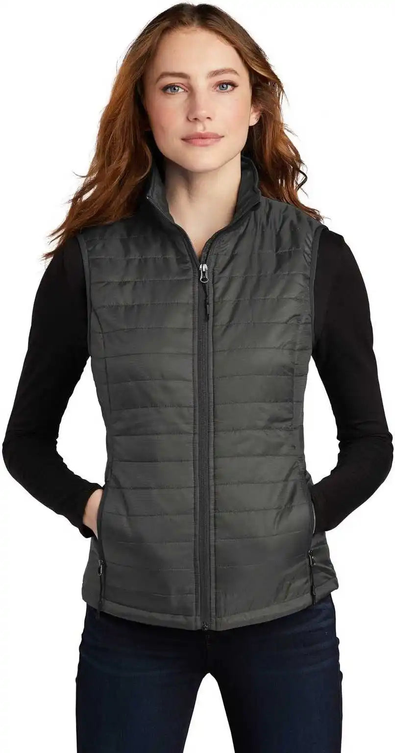 Port Authority L851 Ladies Packable Puffy Vest Sterling Gray Graphite