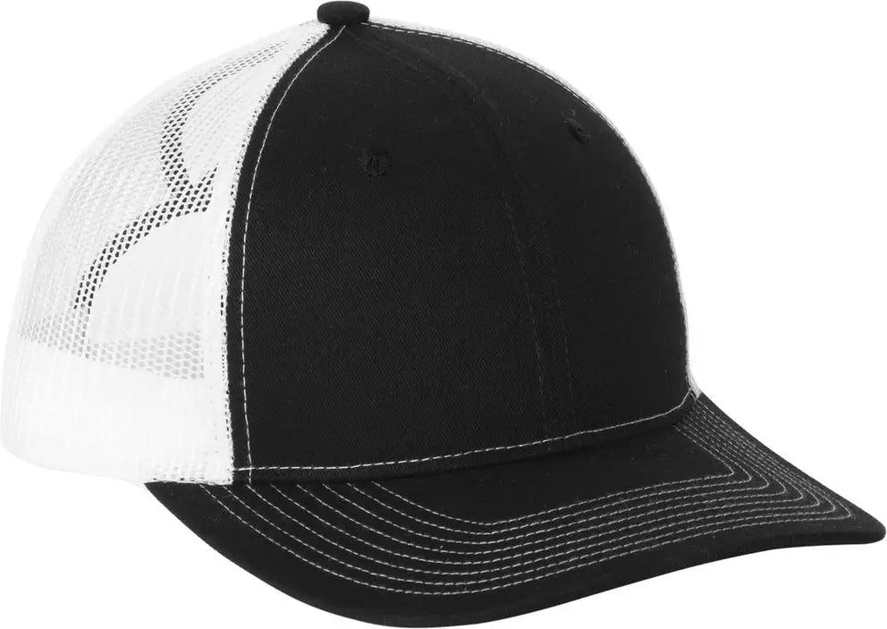 Port Authority Lc401 Snapback Ponytail Trucker Cap - Black White - Black/ / Adult Osfa