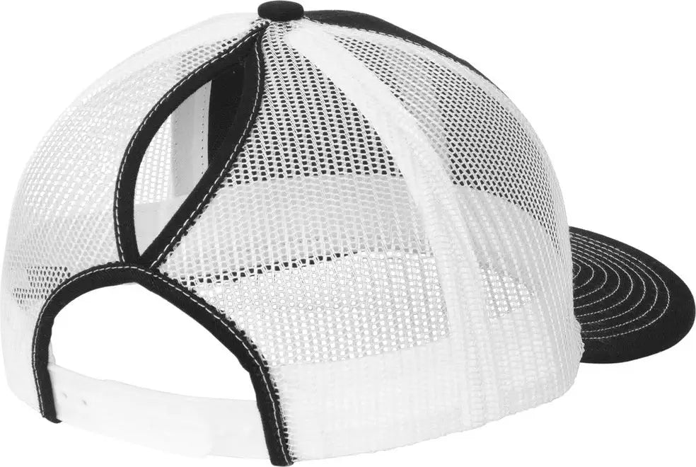 Port Authority Lc401 Snapback Ponytail Trucker Cap - Black White - Black/ / Adult Osfa